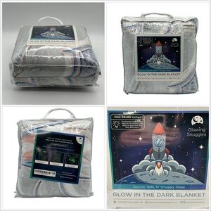 Glow in the Dark Blanket Rocket Colorful Soft 50 x 60 inches Fun Sleep Time NEW